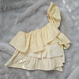 NWT Anthropologie Maeve Yellow White Top